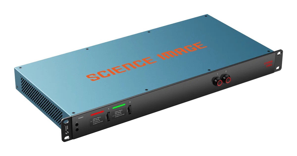 Science Image Studio Edge G – Signalflussdiagramm mit 12G-SDI, NDI über IP und Glasfaserstrecke Science Image Studio Edge G – Signalflussdiagramm mit 12G-SDI, NDI über IP und Glasfaserstrecke